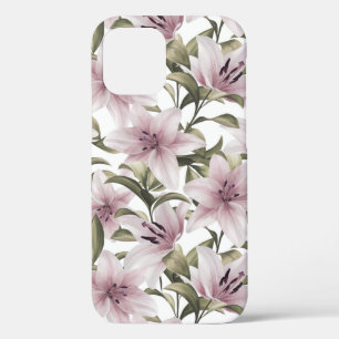 Lily flowers. Floral pattern iPhone 12 Case
