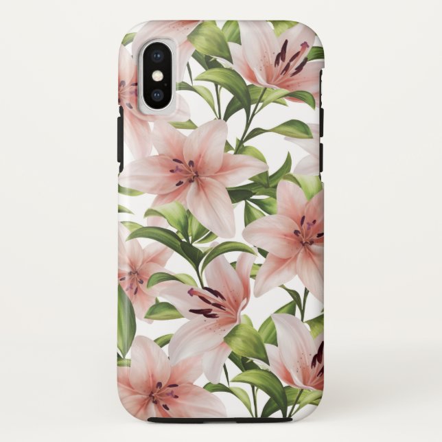 Lily flowers. Floral pattern Case-Mate iPhone Case (Back)