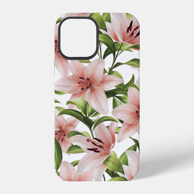 Lily flowers. Floral pattern iPhone Case (Back)