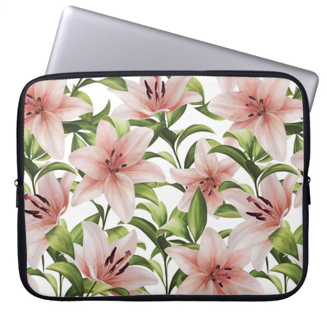 Lily flowers. Floral pattern Laptop Sleeve (Front)
