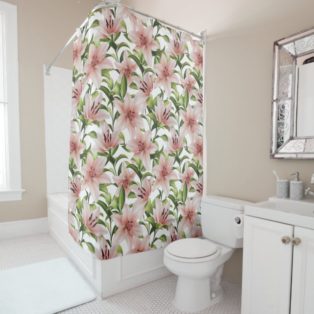Lily flowers. Floral pattern Shower Curtain (In Situ)