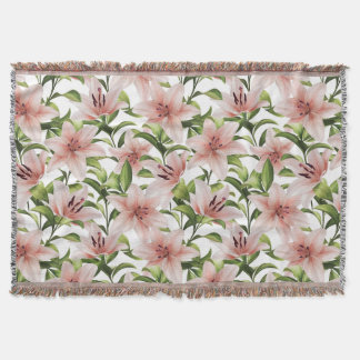 Lily flowers. Floral pattern Throw Blanket