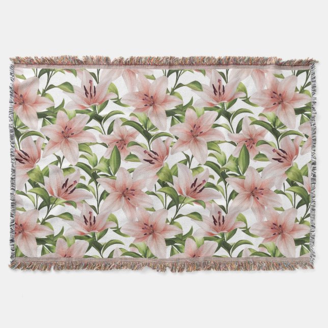 Lily flowers. Floral pattern Throw Blanket (Front)
