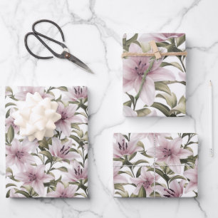 Lily flowers. Floral pattern Wrapping Paper Sheet