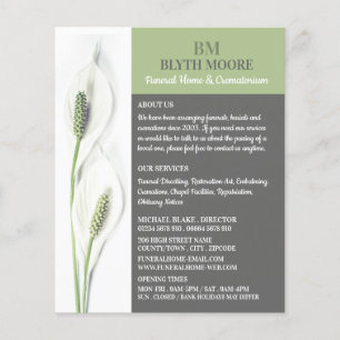 Lily Flowers, Funeral Home, Directors Flyer