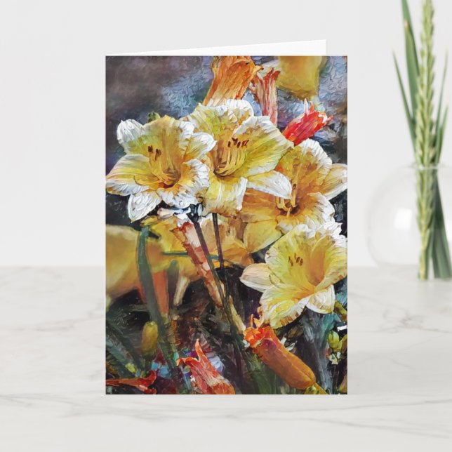 Lily Flowers Garden Art Note Card (Front)