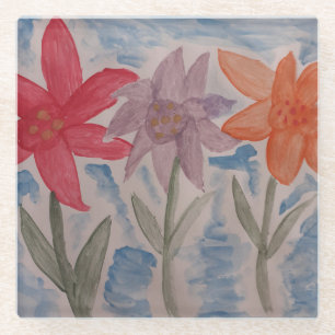 Lily Flowers Glass Coaster