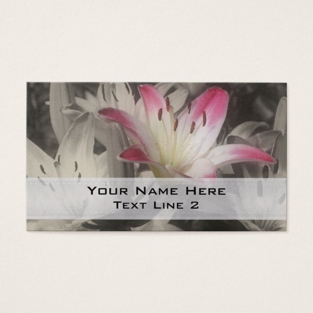 Lily Flowers In Black And White Business Card (Front)