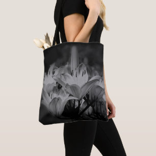 Lily Flowers In Black And White  Tote Bag