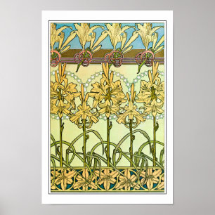 Lily Flowers of Art Nouveau Style, Mucha Poster