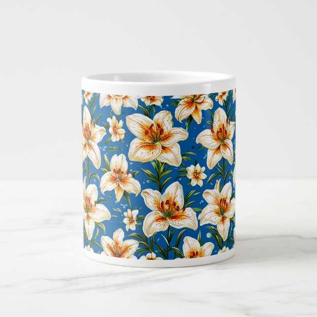 Lily flowers pattern large coffee mug (Front)
