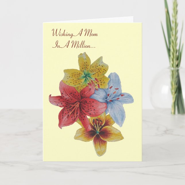 lily flowers pretty floral original mum verse card (Front)