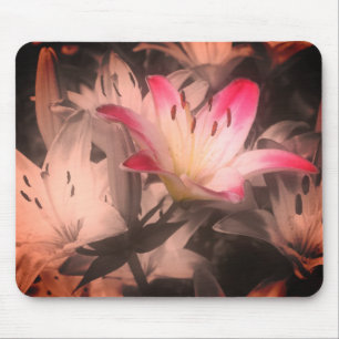 Lily Flowers Vintage Black And White  Mouse Mat