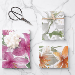 Lily Flowers Wrapping Paper Sheet