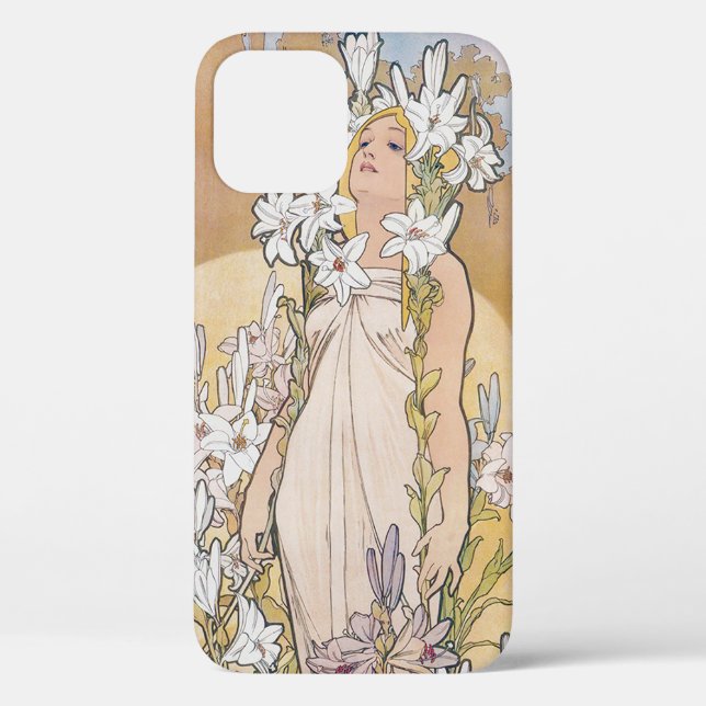 Lily (Four Flowers), Alphonse Mucha Case-Mate iPhone Case (Back)