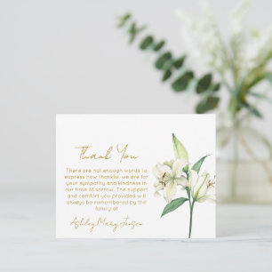 Lily Funeral Thank You Card Bereavement