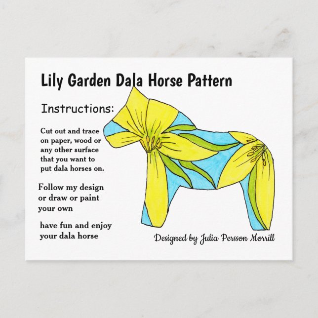 Lily Garden Dala Horse Pattern to Share Holiday Postcard (Front)