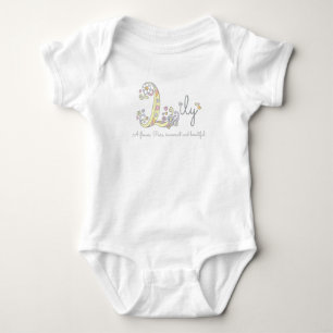 Lily girls name meaning L monogram hearts Baby Bodysuit