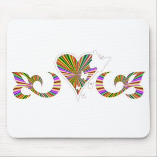 Lily Heart and Butterfy - rainbowart Mouse Mat