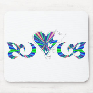 Lily Heart and Butterfy - rainbowart Mouse Mat