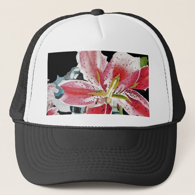 Lily Lillies Watercolor flower Baseball Hat (Front)
