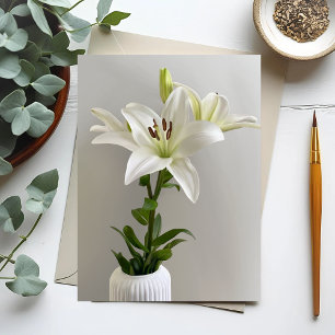 Lily Lullaby White Simple Floral Painting Postcard