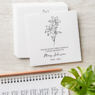Lily Memorial Funeral Seed Envelope