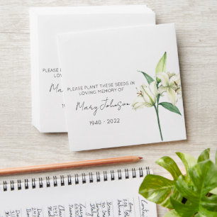 Lily Memorial Funeral Seed Envelope