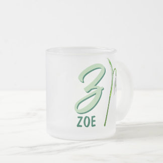 Lily monogram coffee mug, customisable name design frosted glass coffee mug