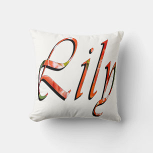 Lily, Name, Logo, White Throw Cushion. Cushion