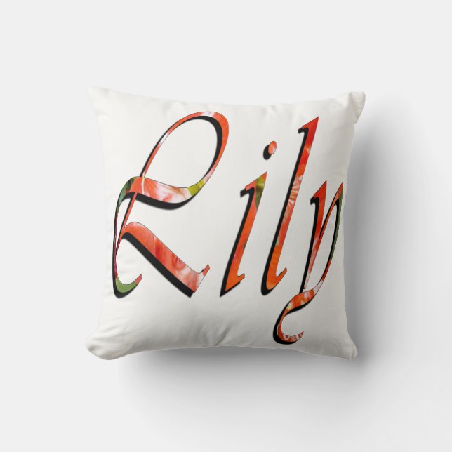 Lily, Name, Logo, White Throw Cushion. Cushion (Front)