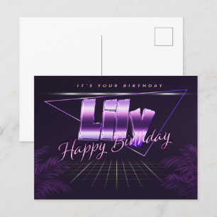 Lily Name Vorname lila Postkarte Geburtstag Postcard