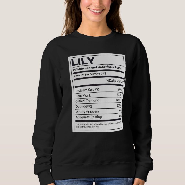 Lily Nutrition Information Problem Solving Hard Wo Sweatshirt (Front)