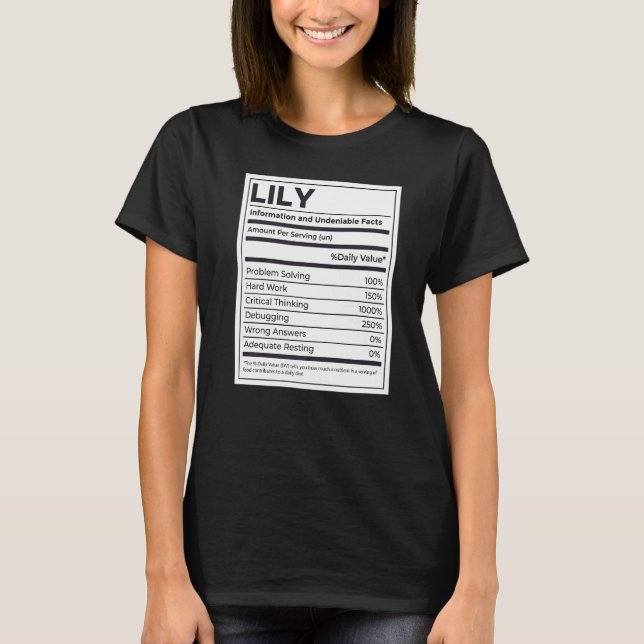 Lily Nutrition Information Problem Solving Hard Wo T-Shirt (Front)