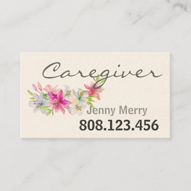 Lily of Compassion: Caregiver Business Cards (Front)