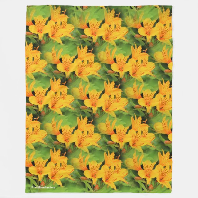 Lily of the Incas / Yellow Alstroemeria Fleece Blanket (Front)