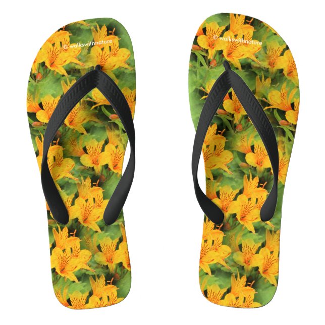 Lily of the Incas / Yellow Alstroemeria Flip Flops (Footbed)