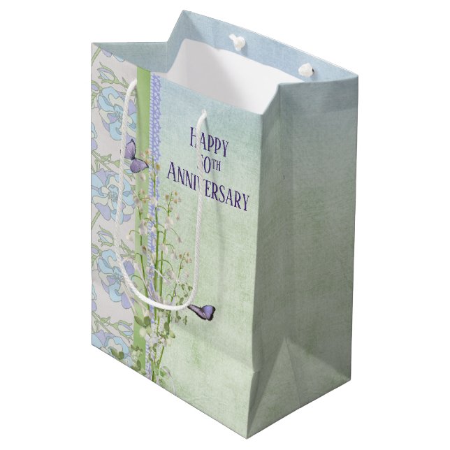 Lily of the Valley 50th Anniversary Medium Gift Bag (Front Angled)