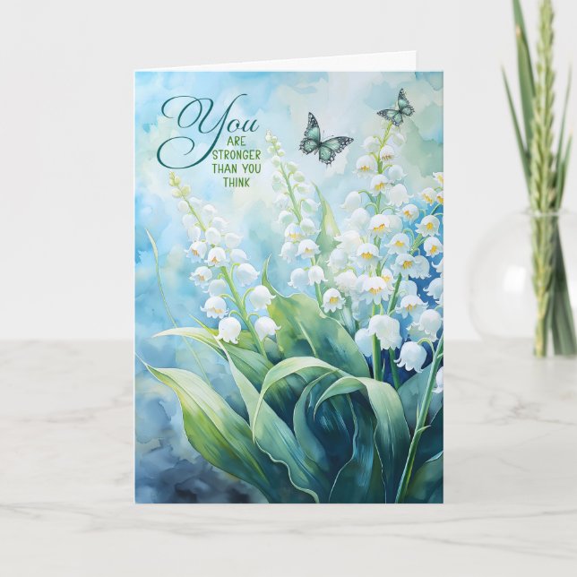 Lily of the Valley and Butterflies Encouragement Card (Front)