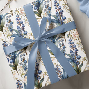 Lily of the Valley and Hawthorn Floral Pattern Wrapping Paper