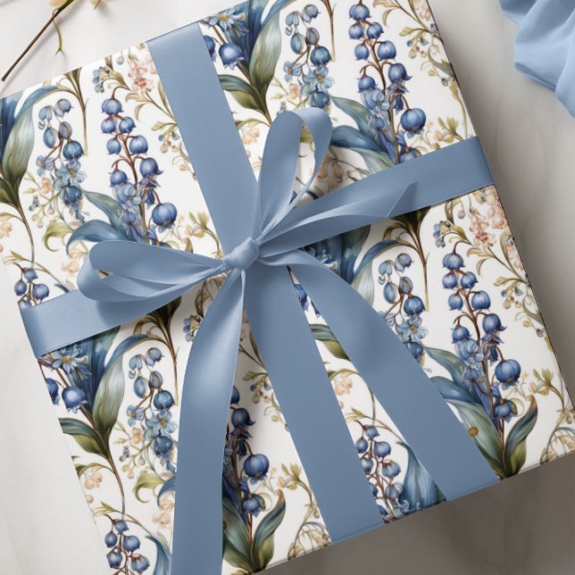Lily of the Valley and Hawthorn Floral Pattern Wrapping Paper (Elegant Maximalist Lily of the Valley and Hawthorne Floral Wrapping Paper)