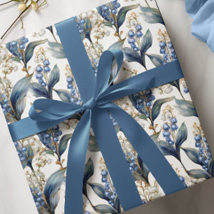 Lily of the Valley and Hawthorn Floral Pattern Wrapping Paper