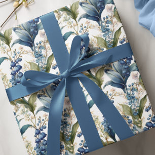 Lily of the Valley and Hawthorn Floral Pattern Wrapping Paper