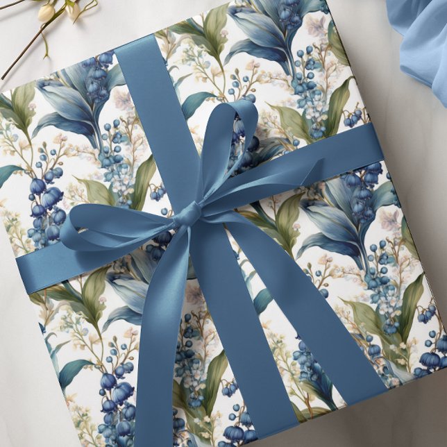Lily of the Valley and Hawthorn Floral Pattern Wrapping Paper (Elegant Maximalist Lily of the Valley and Hawthorne Floral Wrapping Paper)