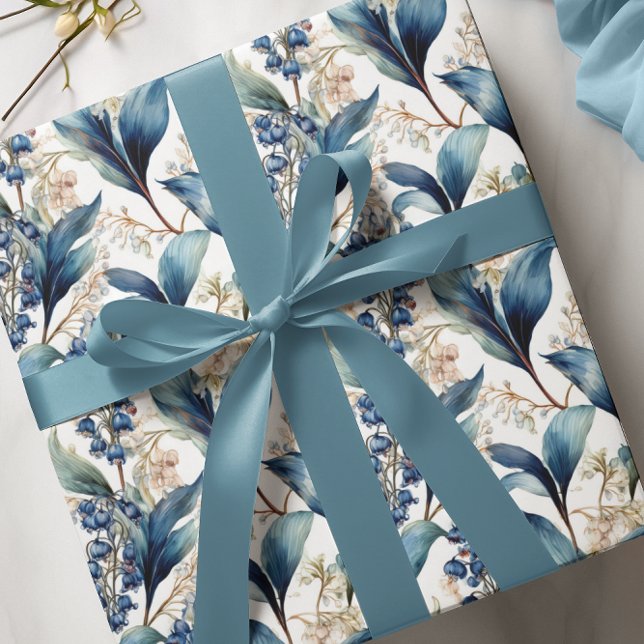 Lily of the Valley and Hawthorn Floral Pattern Wrapping Paper (Elegant Maximalist Lily of the Valley and Hawthorne Floral Wrapping Paper)