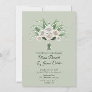 Lily of the Valley and White Rose Bouquet Invite