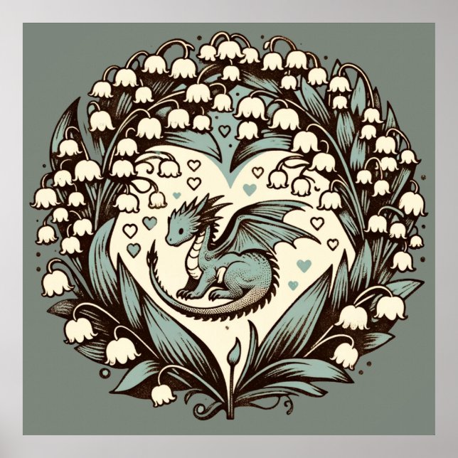 Lily of the Valley Baby Dragon Cute Dragons        Poster (Front)