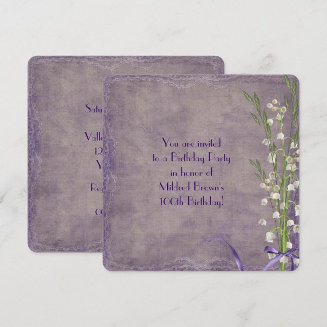 Lily of the Valley Birthday Party Invitation (Front/Back)