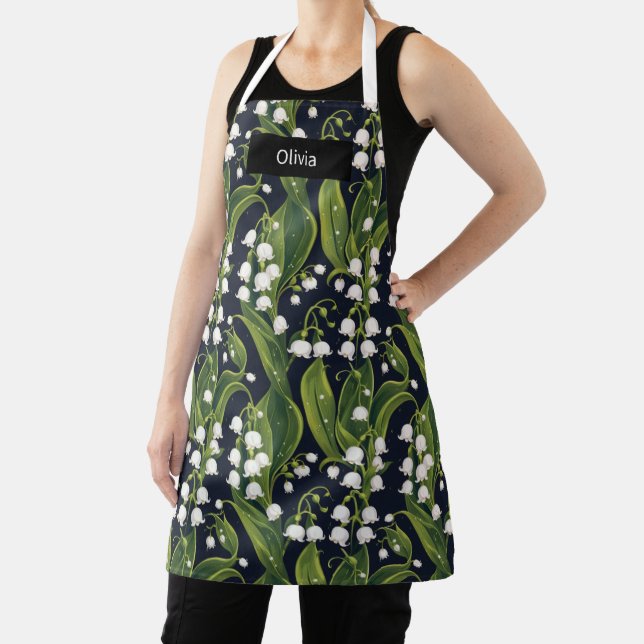 Lily of the Valley Botanical Floral All-Over Print Apron (Insitu)