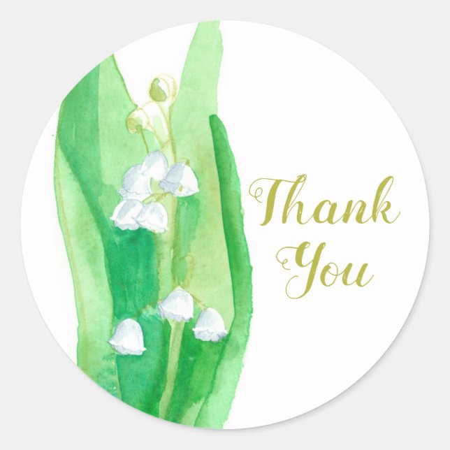 Lily Of The Valley Botanical Flower Thank You Classic Round Sticker (Front)